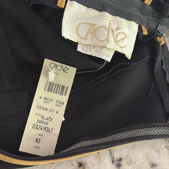 Tadashi Shoji Bodycon Gold And Black Scuba Knit Mini Dress, NWT - Picture 7 of 7